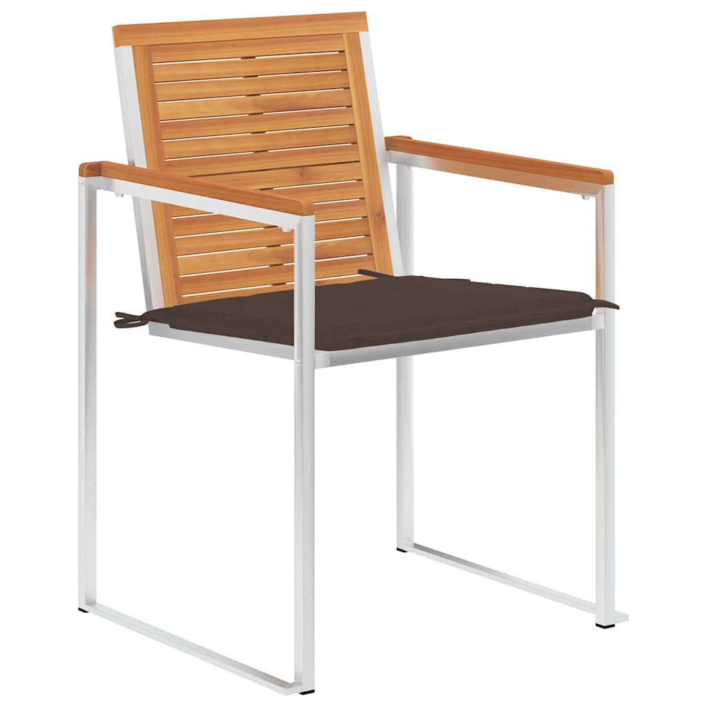 Vidaxl tuinstoelen 2 st met kussens massief acaciahout en staal