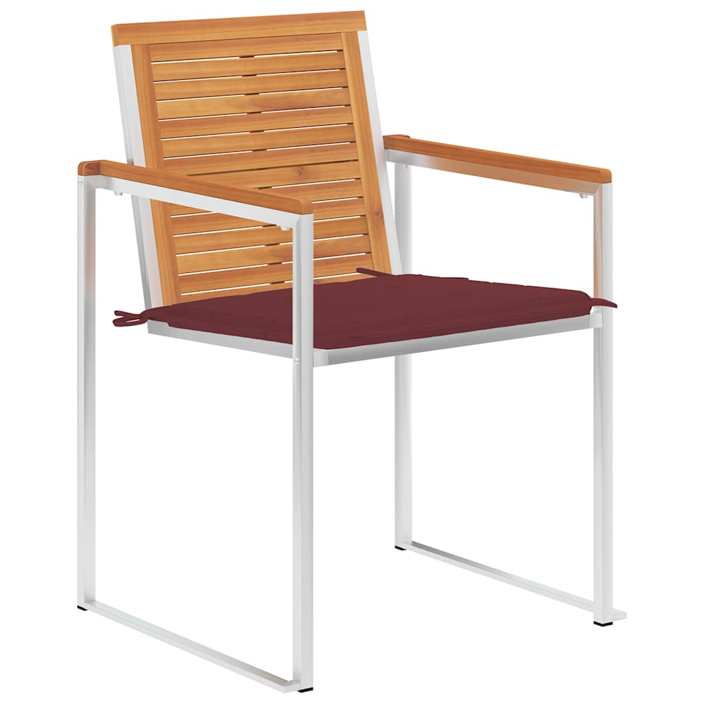 Vidaxl tuinstoelen 2 st met kussens massief acaciahout en staal