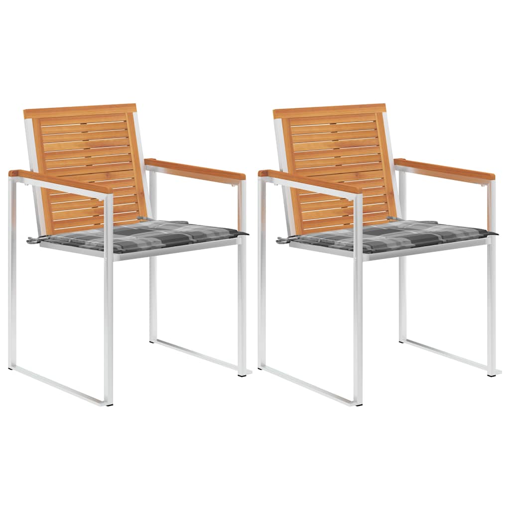 Vidaxl tuinstoelen 2 st met kussens massief acaciahout en staal