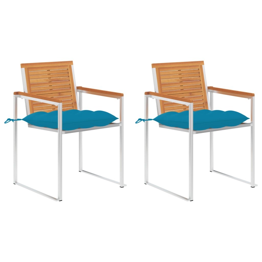Vidaxl tuinstoelen 2 st met kussens massief acaciahout en staal
