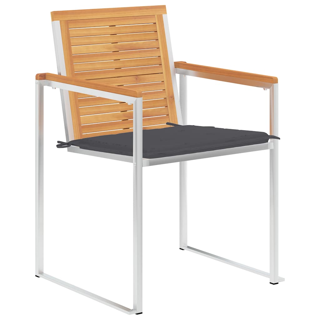 Vidaxl tuinstoelen 2 st met kussens massief teakhout en staal