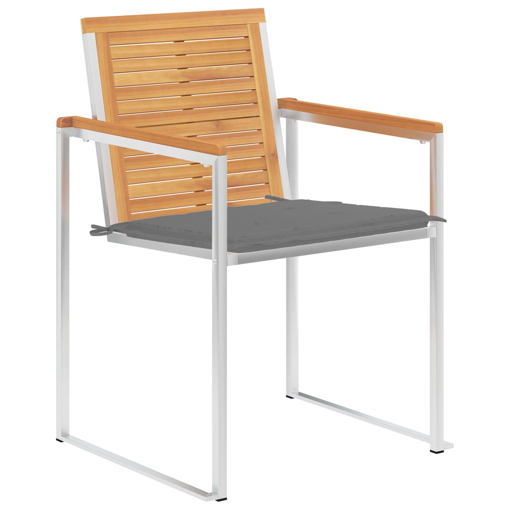 Vidaxl tuinstoelen 2 st met kussens massief teakhout en staal
