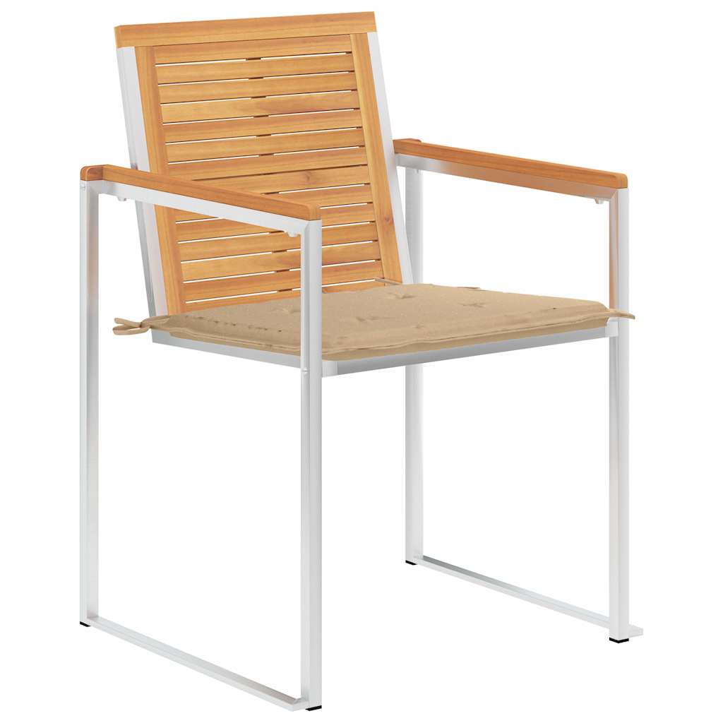 Vidaxl tuinstoelen 2 st met kussens massief teakhout en staal
