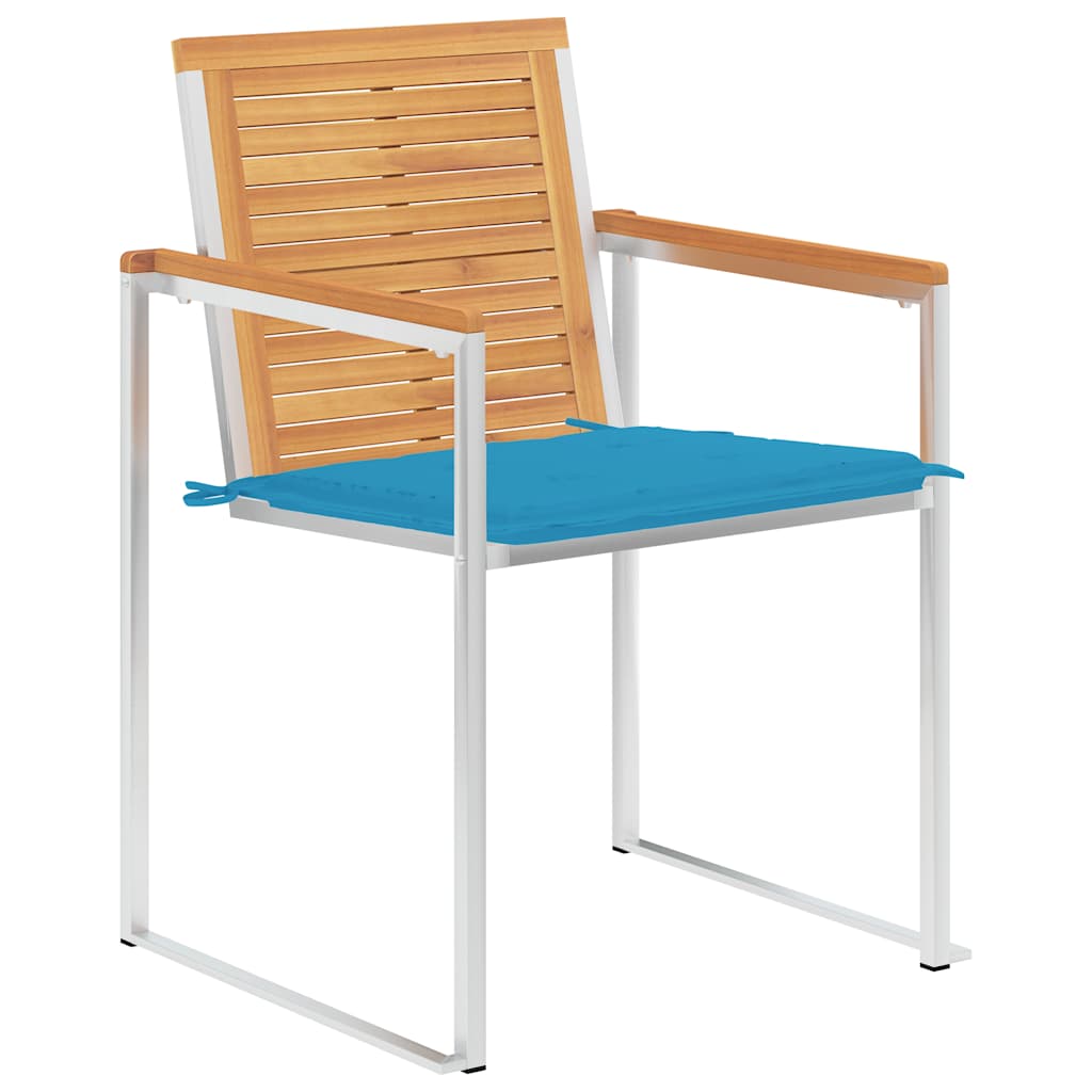 Vidaxl tuinstoelen 2 st met kussens massief teakhout en staal