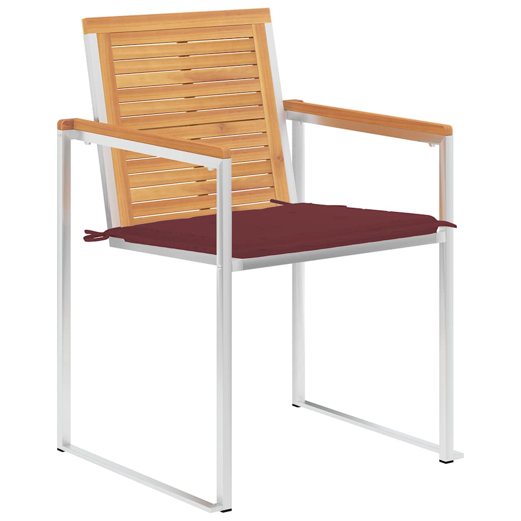 Vidaxl tuinstoelen 2 st met kussens massief teakhout en staal