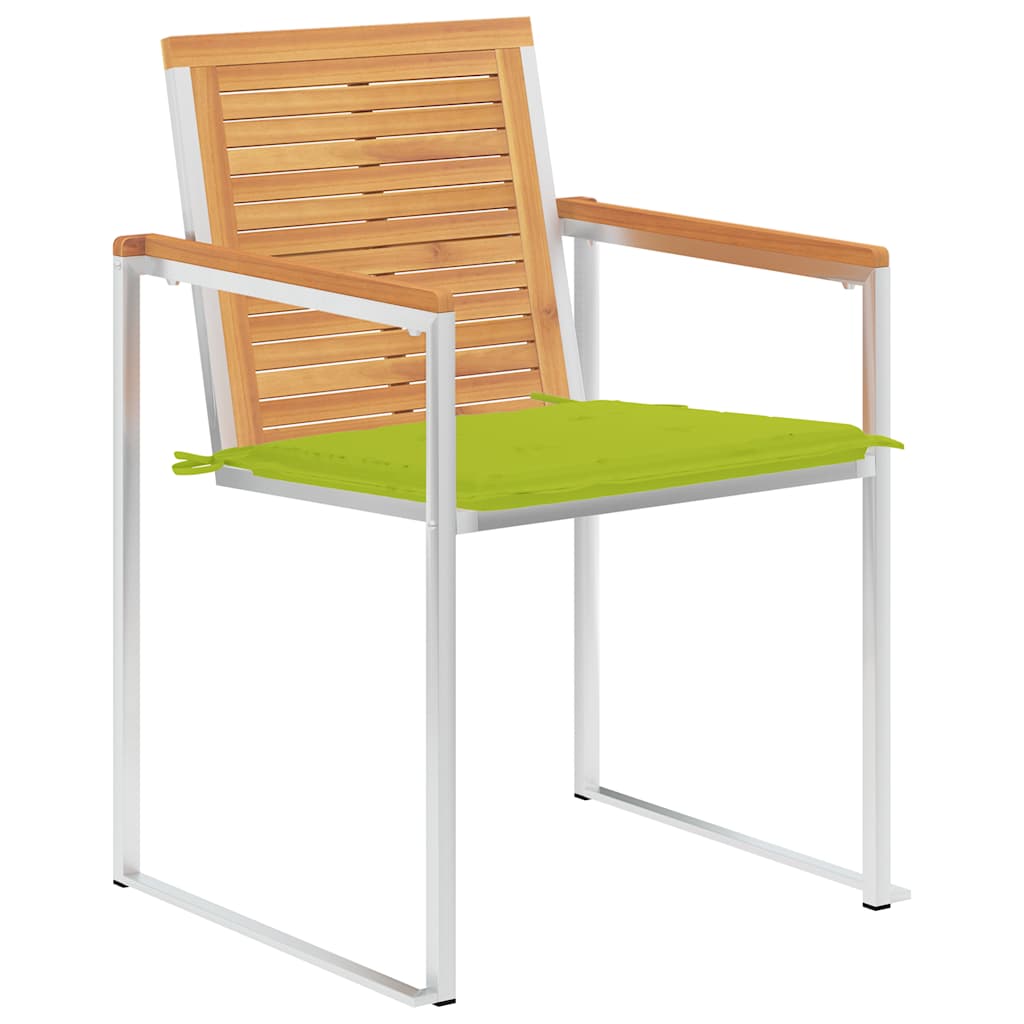Vidaxl tuinstoelen 2 st met kussens massief teakhout en staal