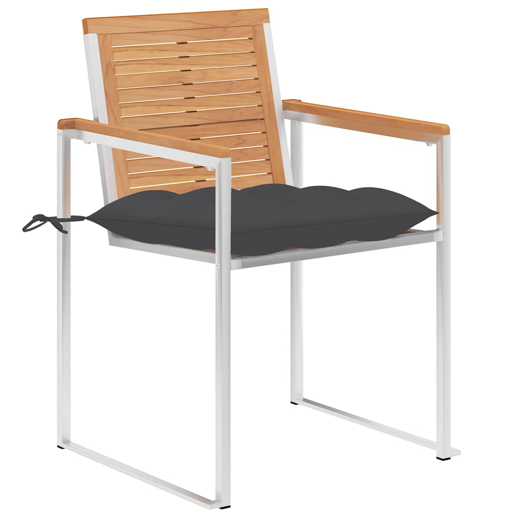 Vidaxl tuinstoelen 2 st met kussens massief teakhout en staal