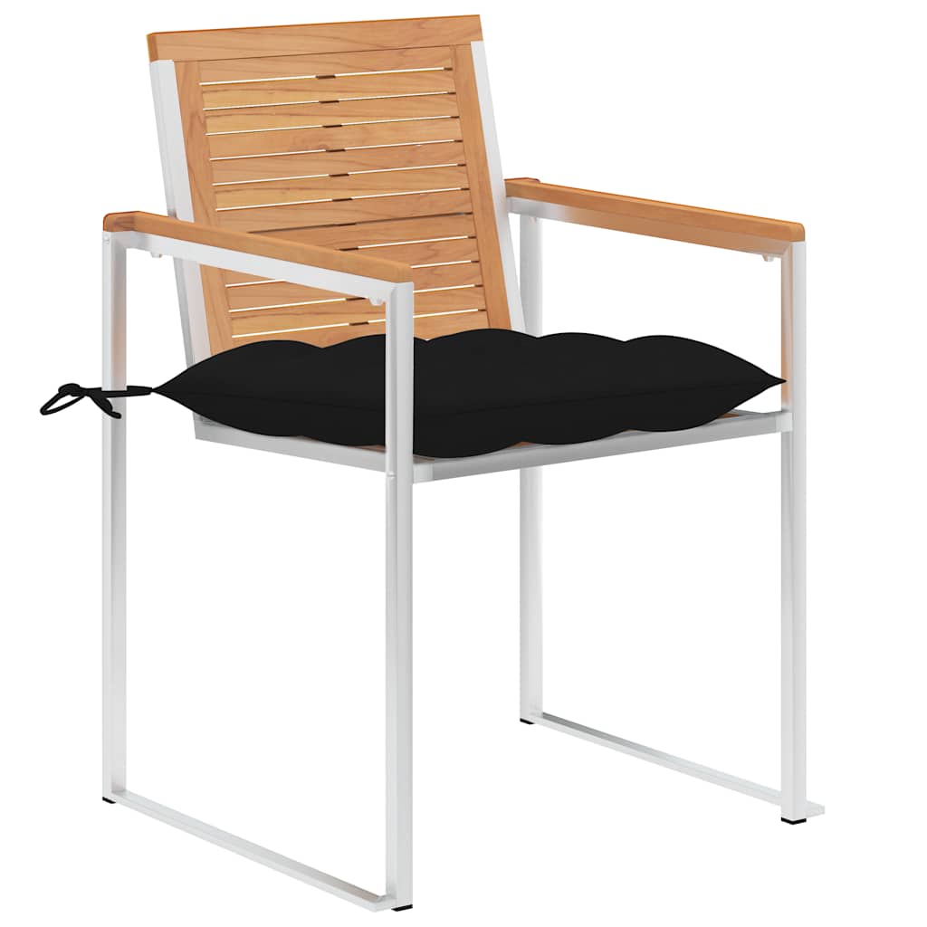 Vidaxl tuinstoelen 2 st met kussens massief teakhout en staal