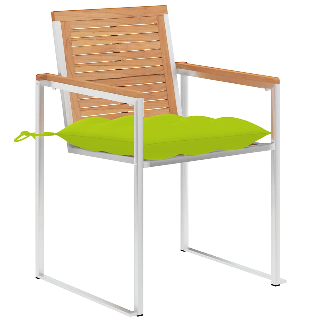 Vidaxl tuinstoelen 2 st met kussens massief teakhout en staal