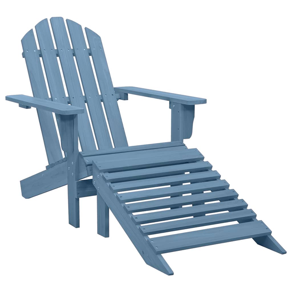 Vidaxl tuinstoel adirondack met voetenbank massief vurenhout blauw