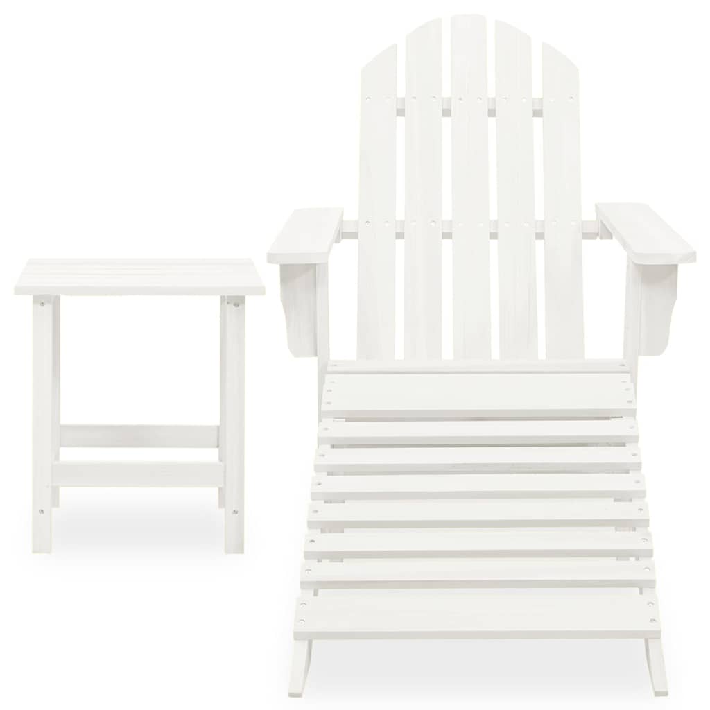 Vidaxl tuinstoel adirondack met voetenbank tafel massief vurenhout wit