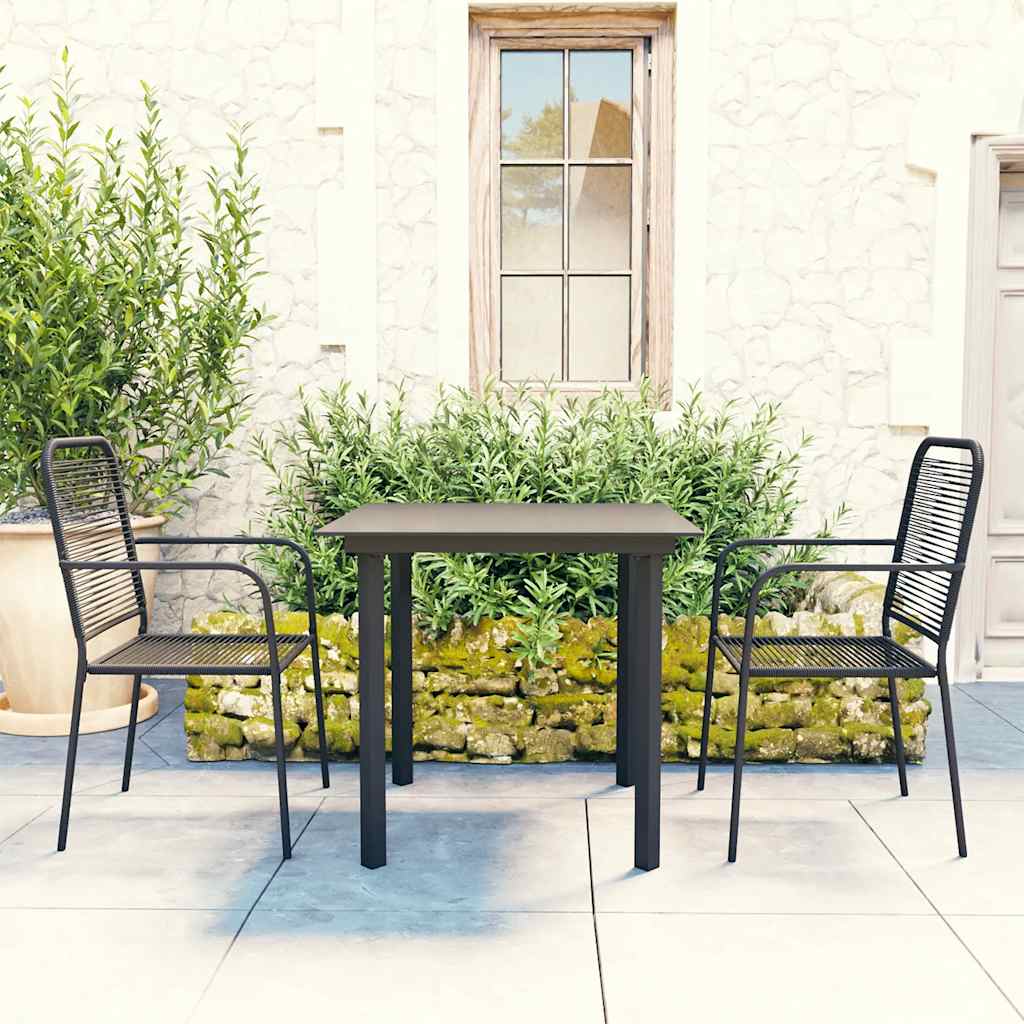 Vidaxl 3-delige tuinset glas en staal zwart