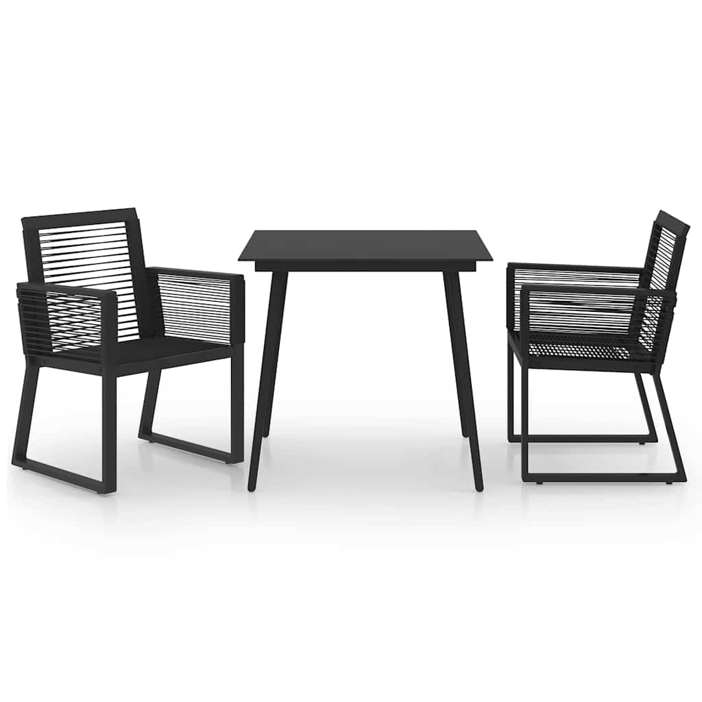 Vidaxl 3-delige tuinset pvc-rattan zwart