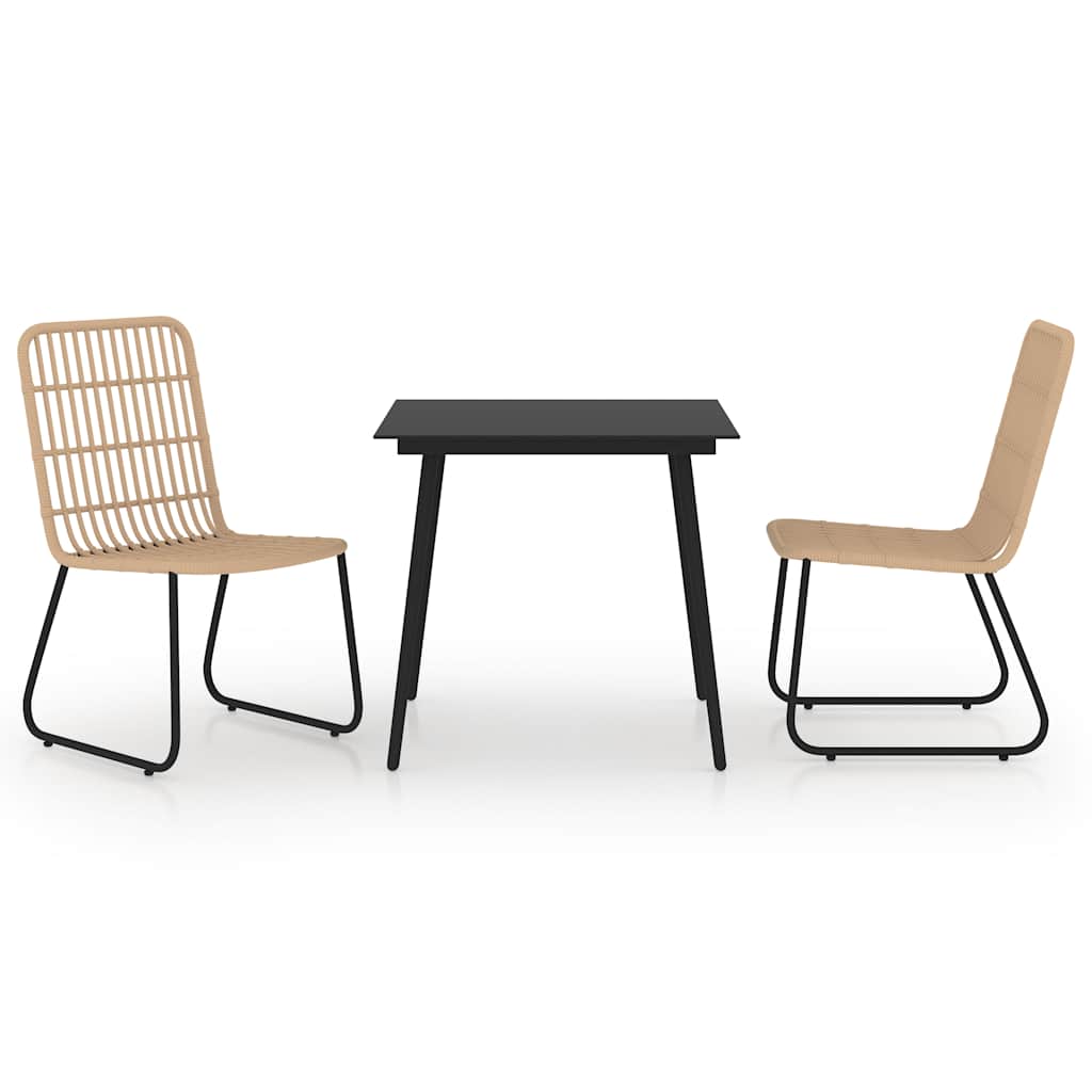 Vidaxl 3-delige tuinset poly rattan en glas