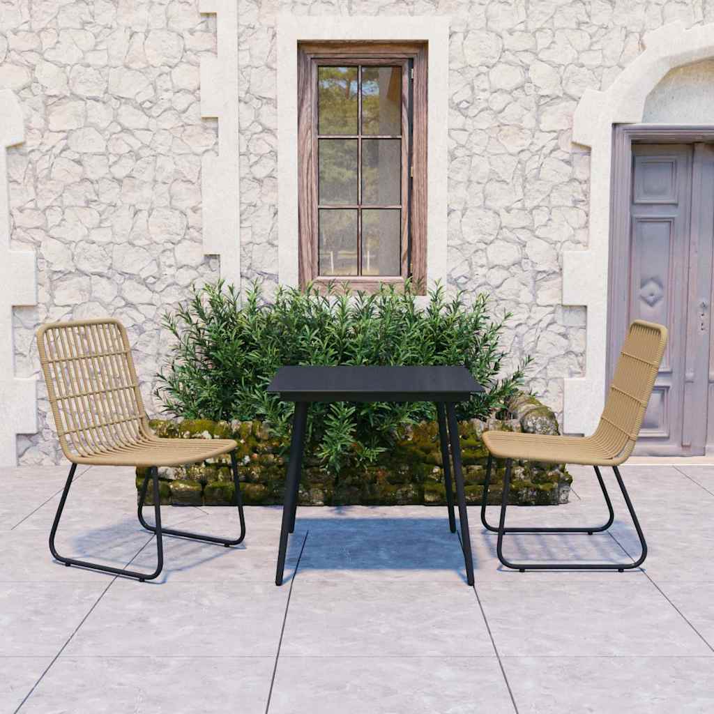 Vidaxl 3-delige tuinset poly rattan en glas