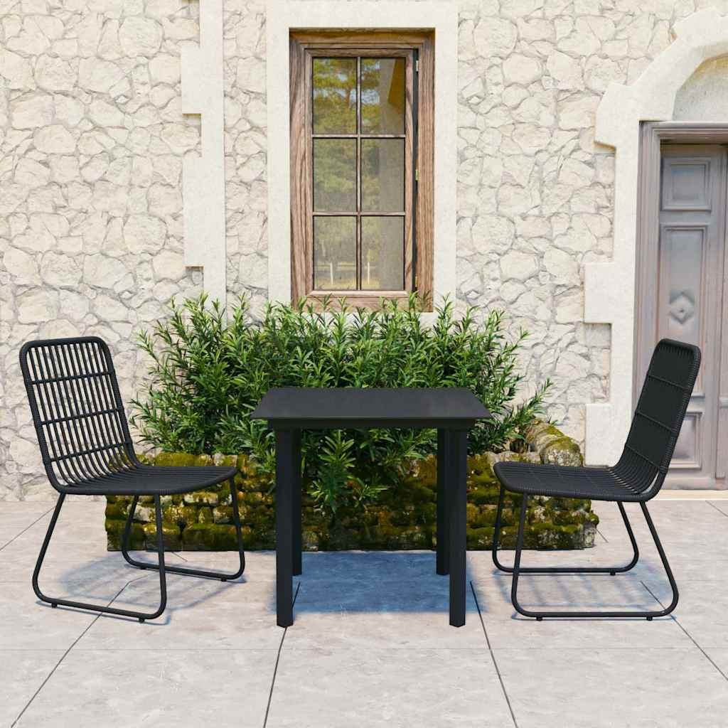 Vidaxl 3-delige tuinset poly rattan en glas