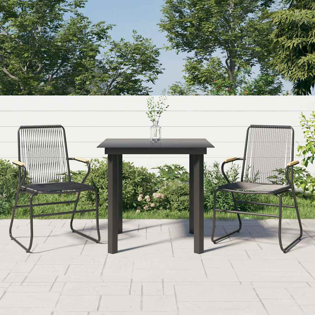 Vidaxl 3-delige tuinset pvc-rattan zwart