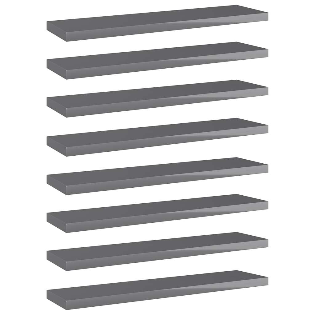 Vidaxl wandschappen 8 st 40x10x1,5 cm spaanplaat hoogglans grijs