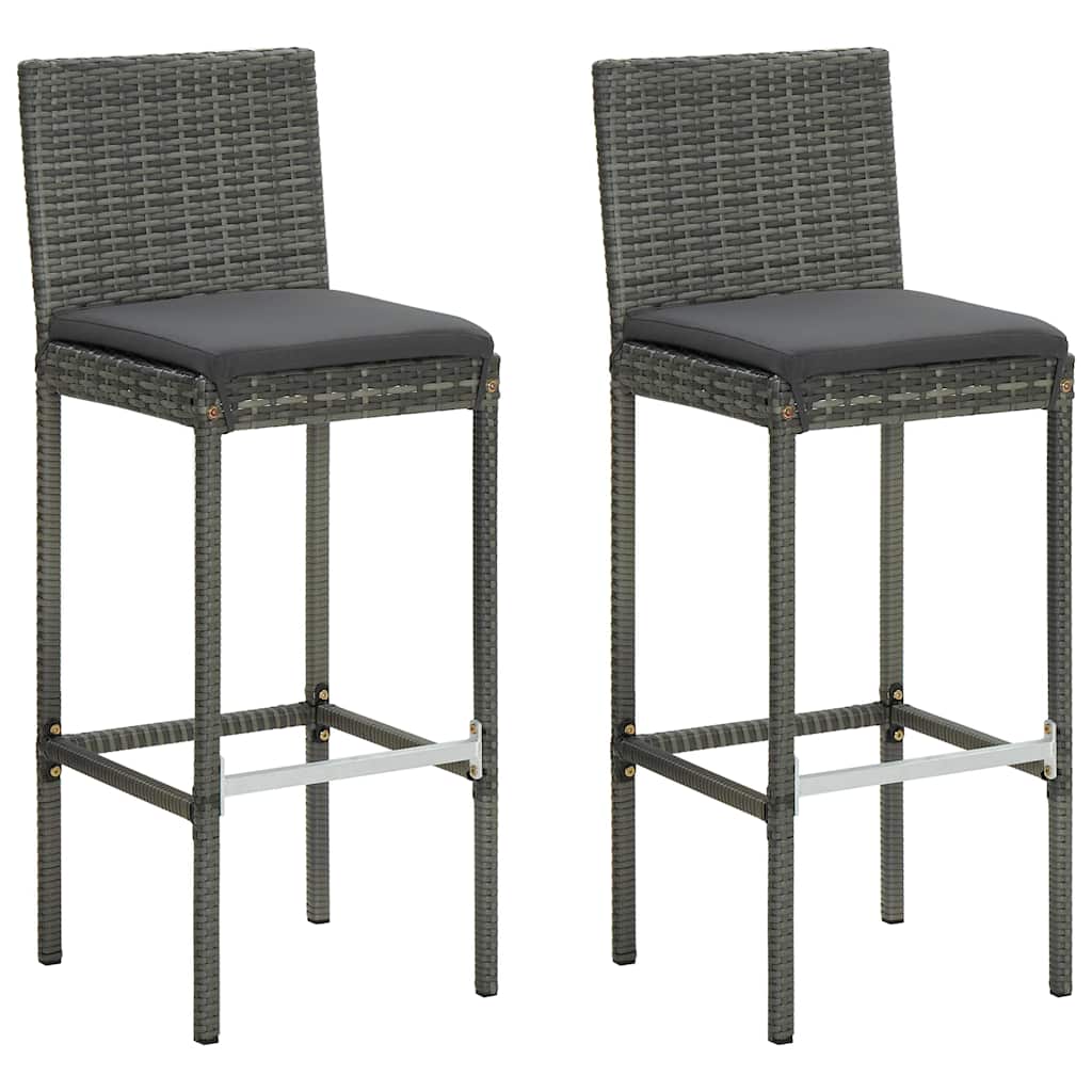 Vidaxl 3-delige tuinbarset met kussens poly rattan grijs