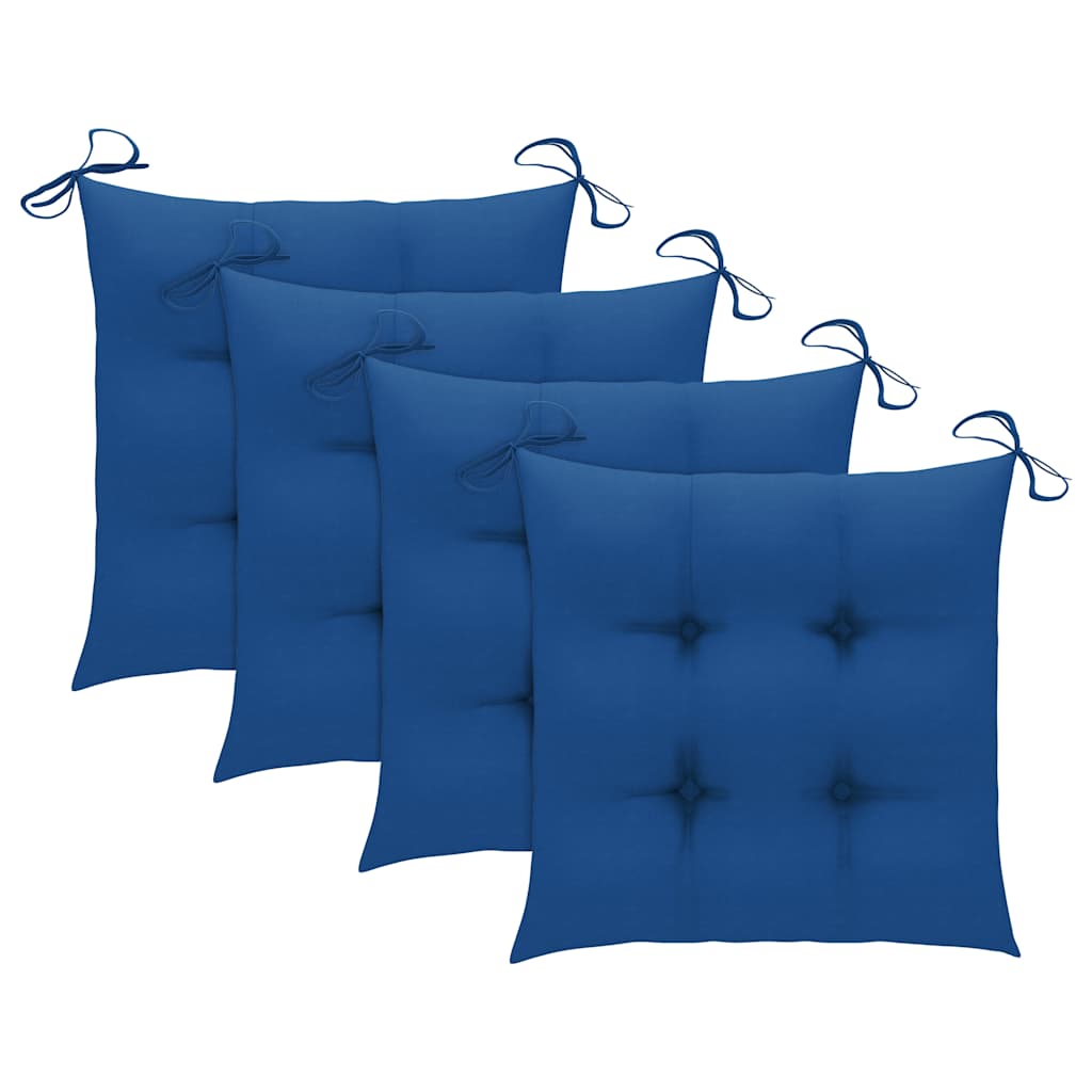 Vidaxl tuinstoelen 3 st met blauwe kussens massief teakhout