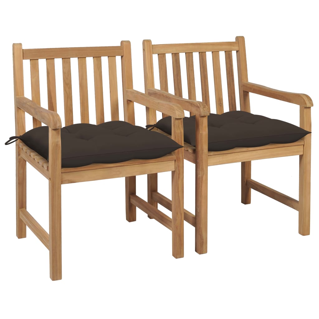 Vidaxl tuinstoelen 2 st met taupe kussens massief teakhout