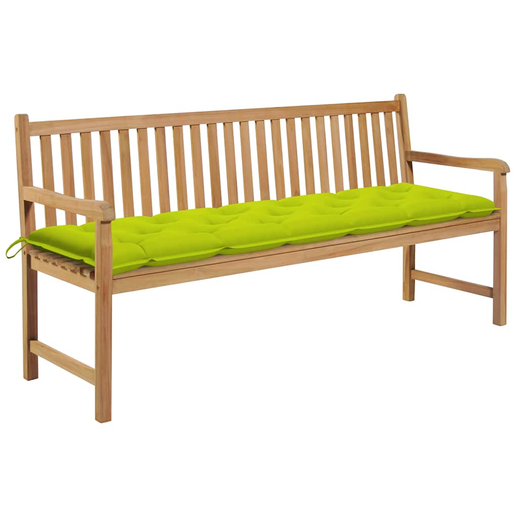 Vidaxl tuinbank met heldergroen kussen 175 cm massief teakhout