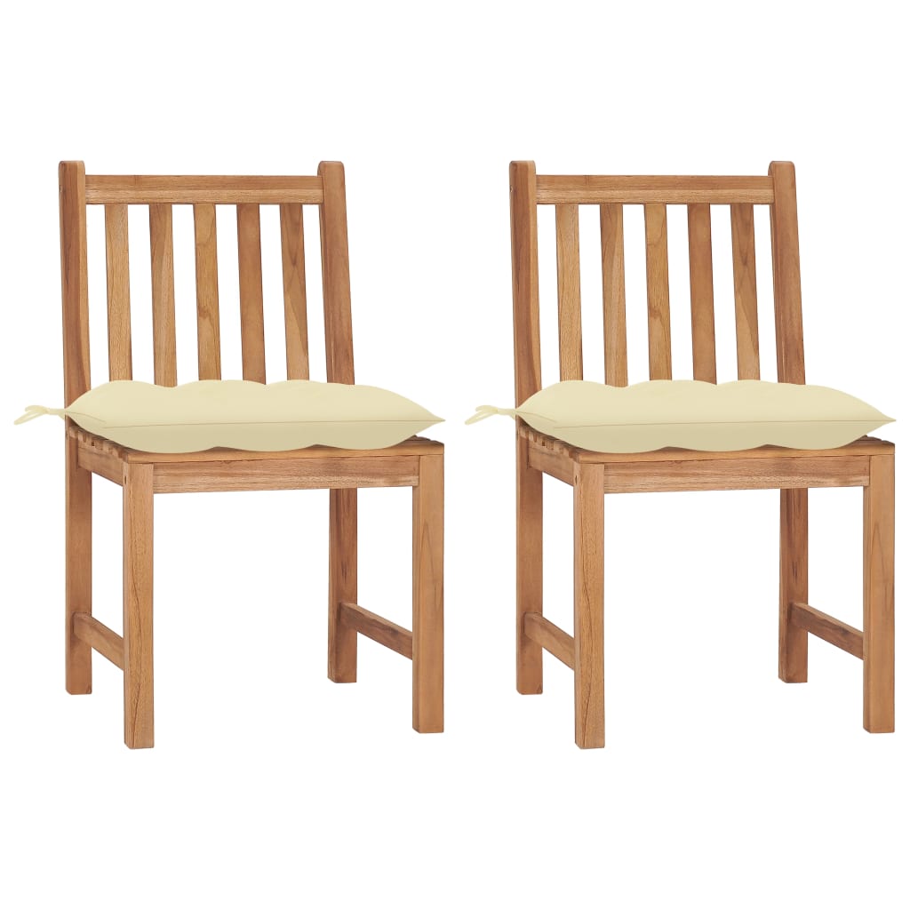 Vidaxl tuinstoelen 2 st met kussens massief teakhout