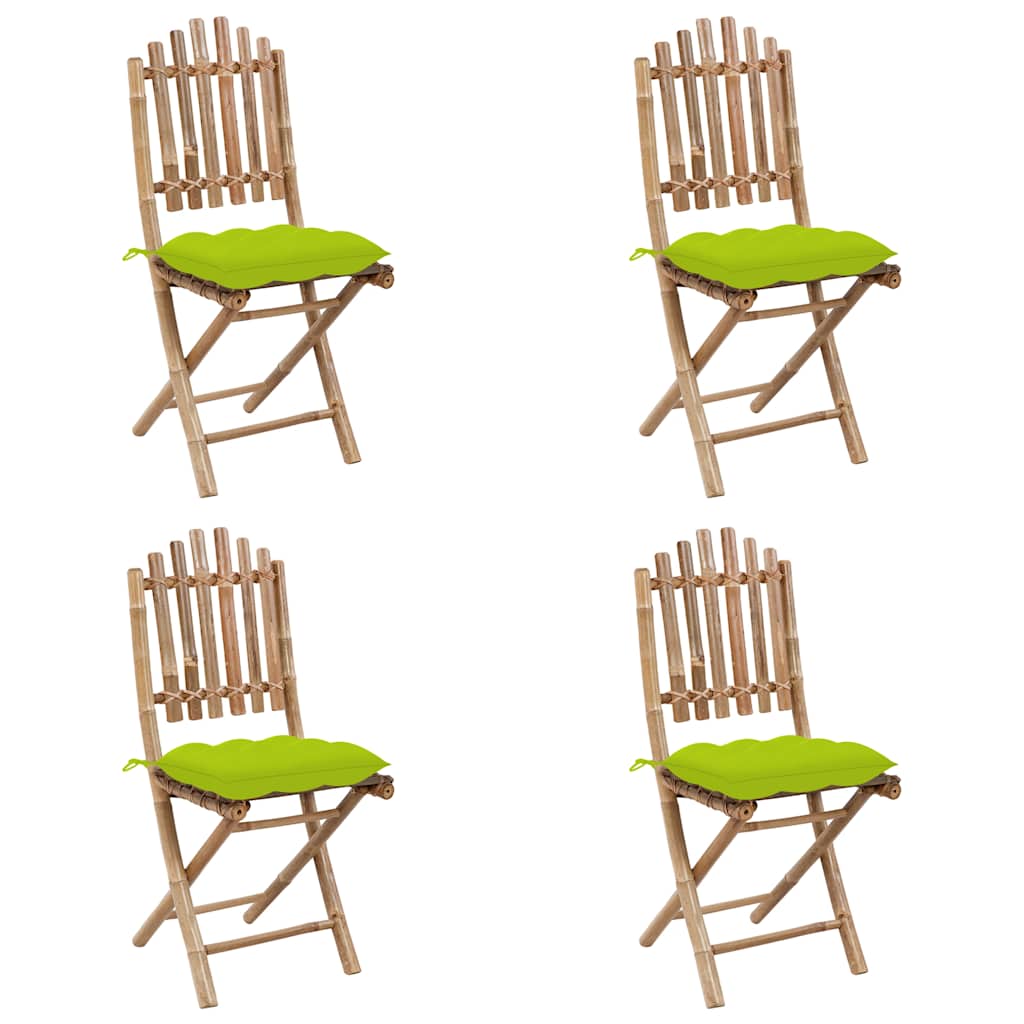 Vidaxl 5-delige tuinset inklapbaar met kussens bamboe