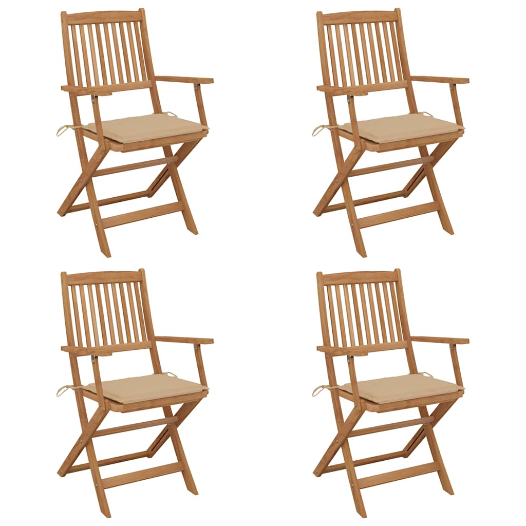 Vidaxl tuinstoelen 4 st inklapbaar met kussens massief acaciahout