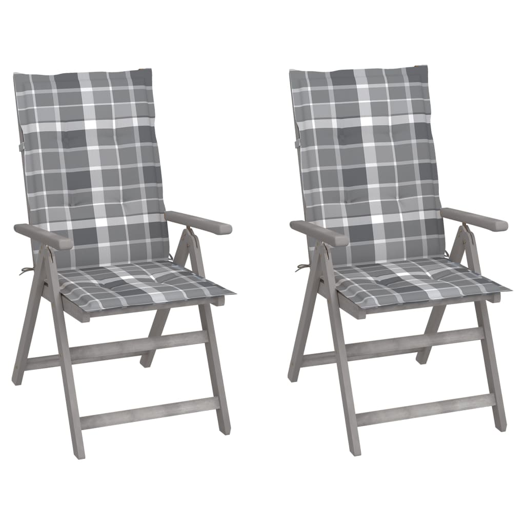 Vidaxl tuinstoelen 2 st verstelbaar met kussens massief acaciahout