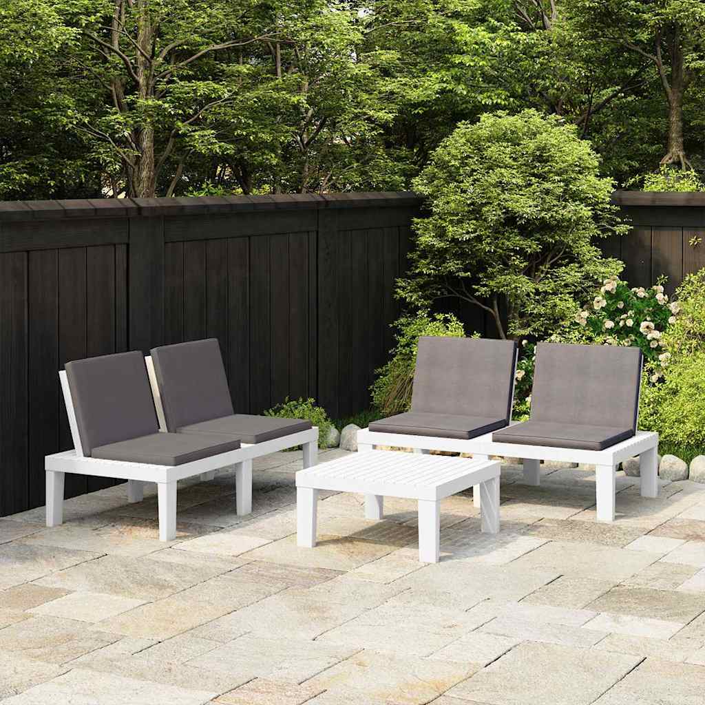 Vidaxl 3-delige loungeset met kussens kunststof wit