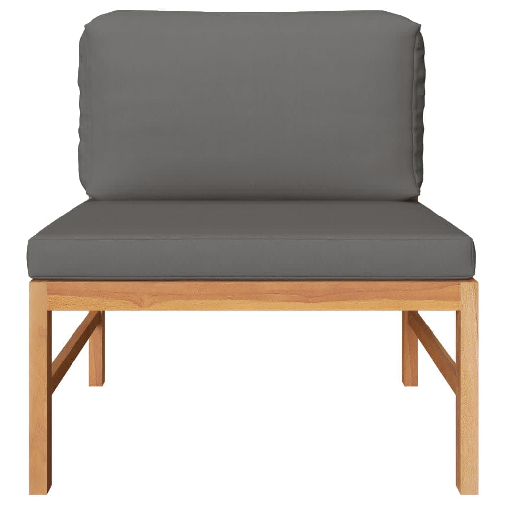 Vidaxl 3-delige loungeset met donkergrijze kussens teakhout
