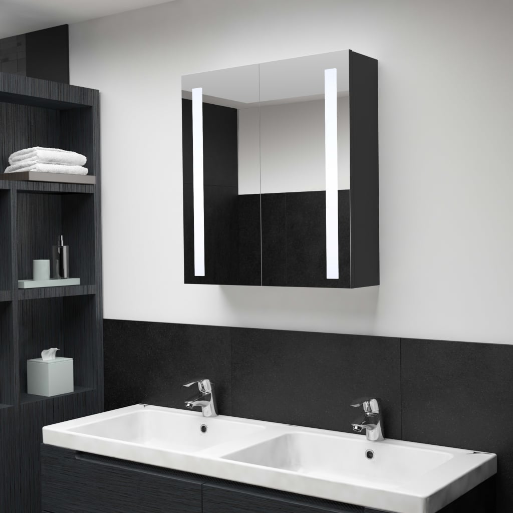 Vidaxl badkamerkast met spiegel en led 62x14x60 cm