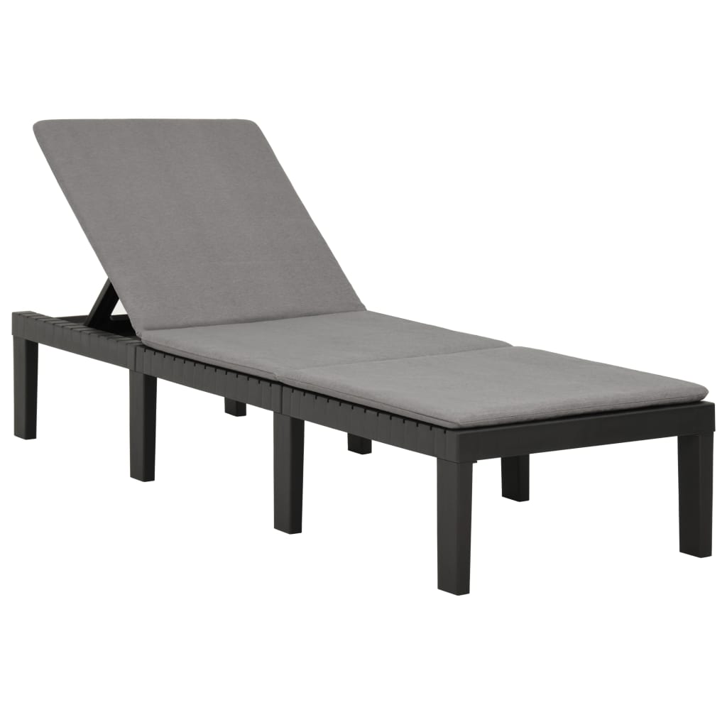 Vidaxl ligbed met kussen kunststof antracietkleurig