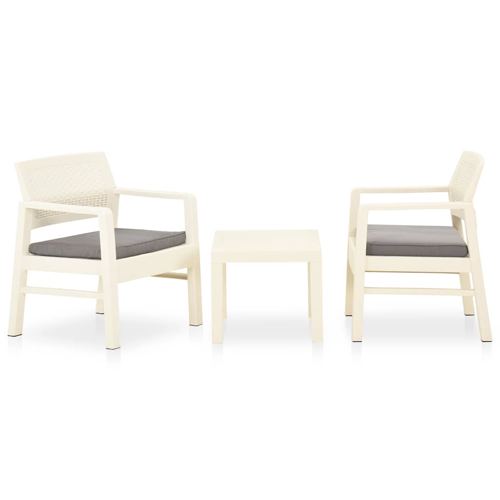 Vidaxl 3-delige loungeset met kussens kunststof wit
