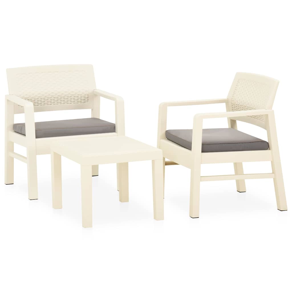Vidaxl 3-delige loungeset met kussens kunststof wit