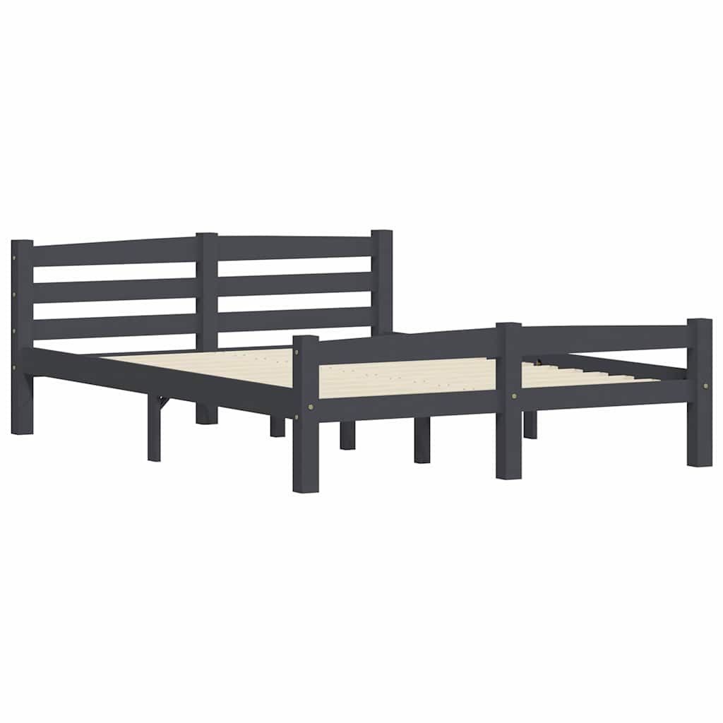 Vidaxl bedframe massief grenenhout donkergrijs 140x200 cm