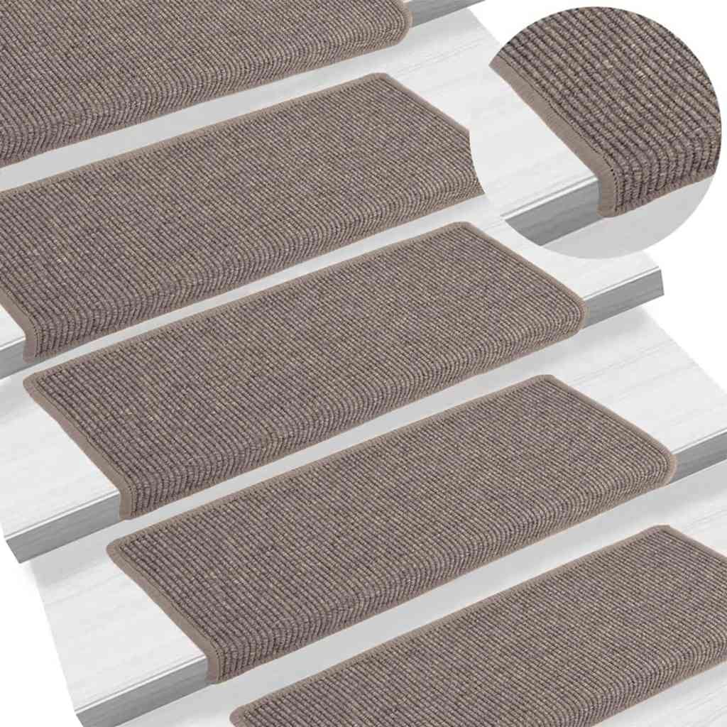 Vidaxl trapmatten 15 st 65x21x4 cm donkerbeige rechthoekige rand