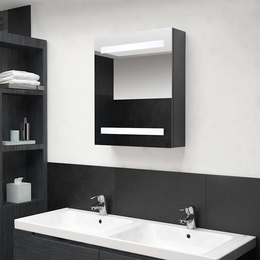 Vidaxl badkamerkast met spiegel en led 50x14x60 cm grijs