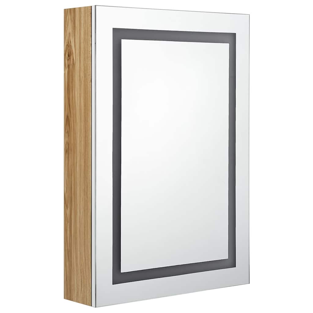 Vidaxl badkamerkast met spiegel en led 50x13x70 cm wit en eikenkleurig