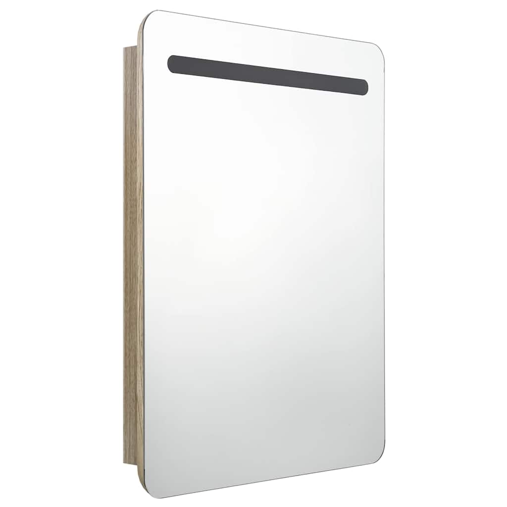Vidaxl badkamerkast met spiegel en led 60x11x80 cm eikenkleurig
