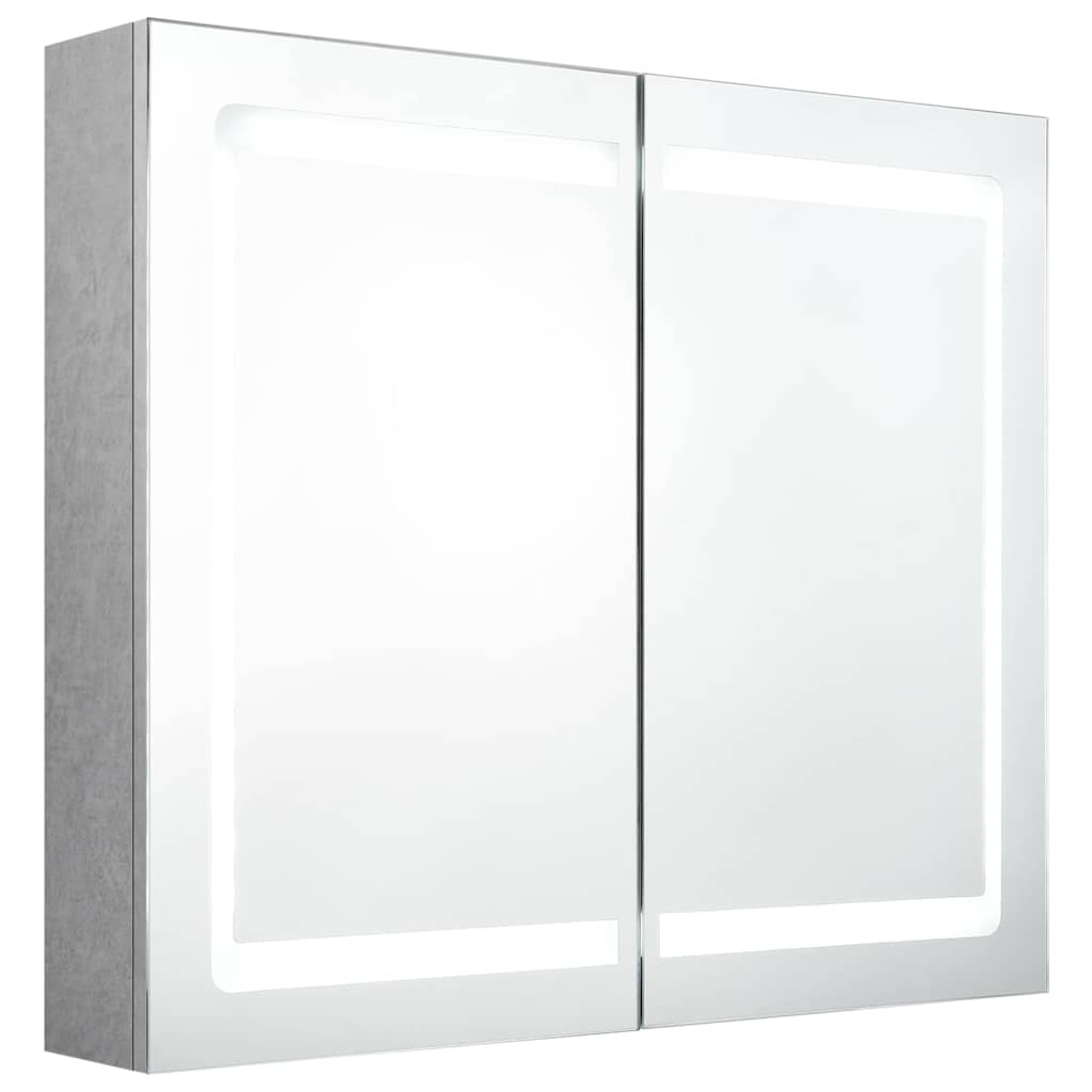 Vidaxl badkamerkast met spiegel en led 80x12x68 cm betongrijs
