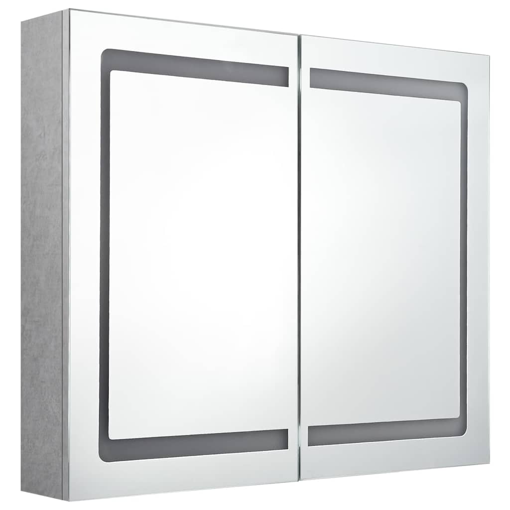 Vidaxl badkamerkast met spiegel en led 80x12x68 cm betongrijs