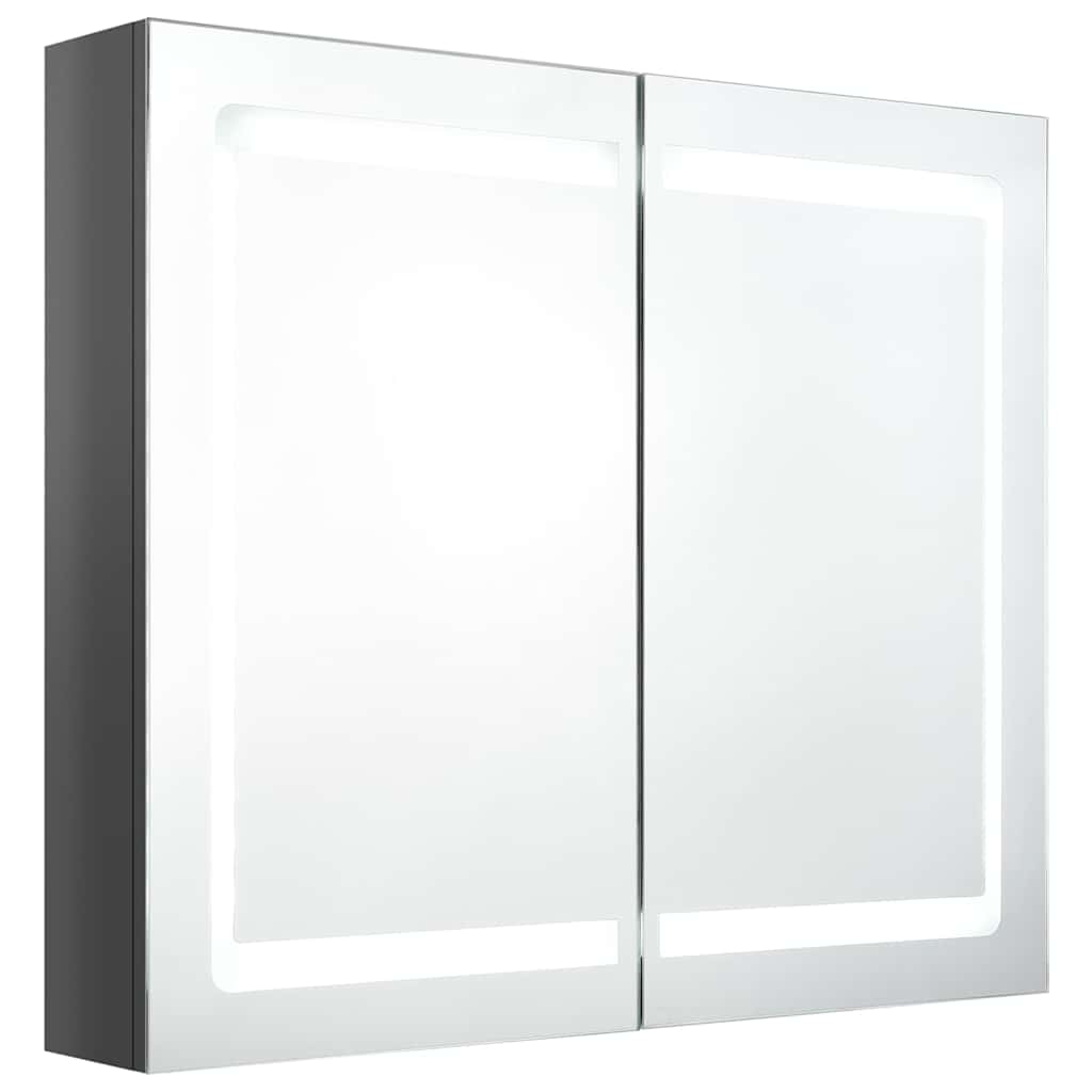 Vidaxl badkamerkast met spiegel en led 80x12x68 cm glanzend grijs