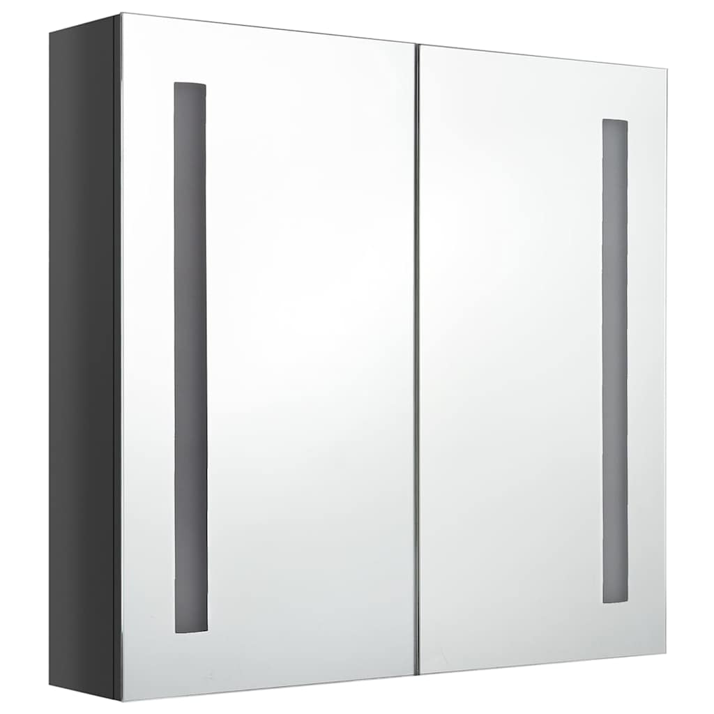 Vidaxl badkamerkast met spiegel en led 62x14x60 cm glanzend grijs