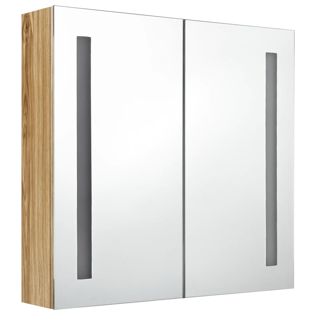 Vidaxl badkamerkast met spiegel en led 62x14x60 cm eikenkleurig