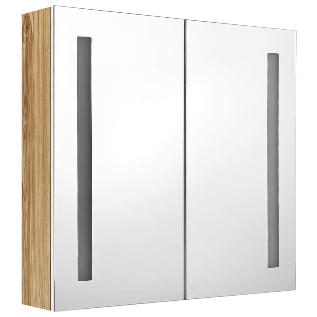 Vidaxl badkamerkast met spiegel en led 62x14x60 cm wit en eikenkleurig