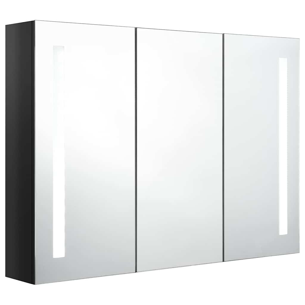 Vidaxl badkamerkast met spiegel en led 89x14x62 cm glanzend zwart