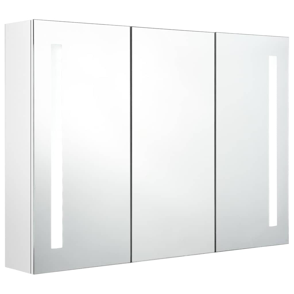 Vidaxl badkamerkast met spiegel en led 89x14x62 cm glanzend wit