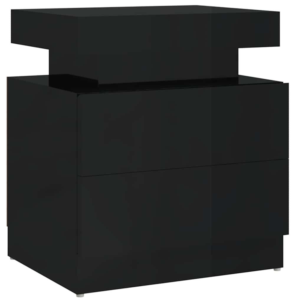 Vidaxl nachtkastje 45x35x52 cm bewerkt hout hoogglans zwart